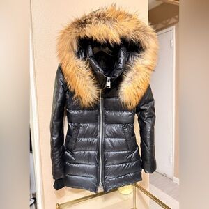 NB Series by Nicole Benisti Black Puffer Jacket with Tan Faux Fur